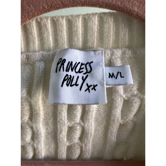 Cable Knit Sweater Vest Cropped White Princess Polly Size Medium - Picture 3 of 6